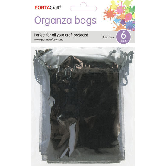 Organza Bags  80x100mm 6pk  07 Black