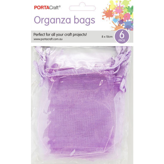 Organza Bags  80x100mm 6pk  09 Lavender