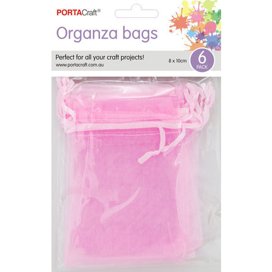Organza Bags  80x100mm 6pk  11 Baby Pink