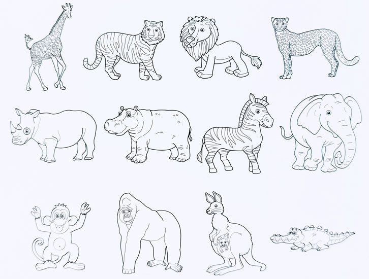 Printed Cardstock Wild Animals 12 Pack