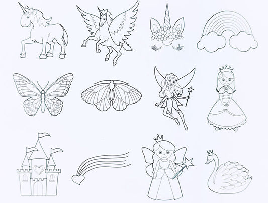 Printed Cardstock Princess Unicorn 12 Pack