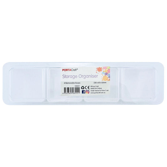 Storage Organiser with 4 Removable Boxes 230x60x65mm