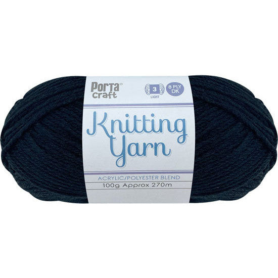 Knitting Yarn 100g 270m 8ply - Solid Ink Black