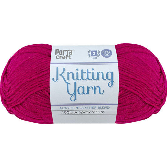 Knitting Yarn 100g 270m 8ply - Solid Fuchsia