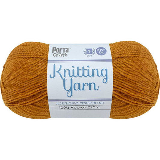 Knitting Yarn 100g 270m 8ply - Solid Butterscotch