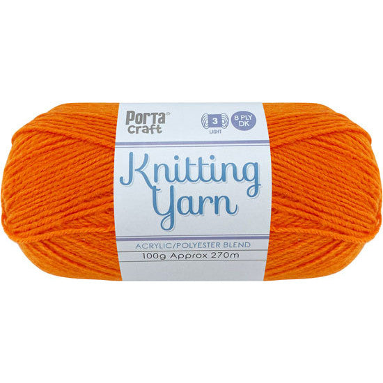 Knitting Yarn 100g 270m 8ply - Solid Tangerine