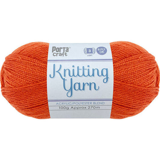 Knitting Yarn 100g 270m 8ply - Solid Burnt Orange