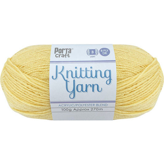 Knitting Yarn 100g 270m 8ply - Solid Custard