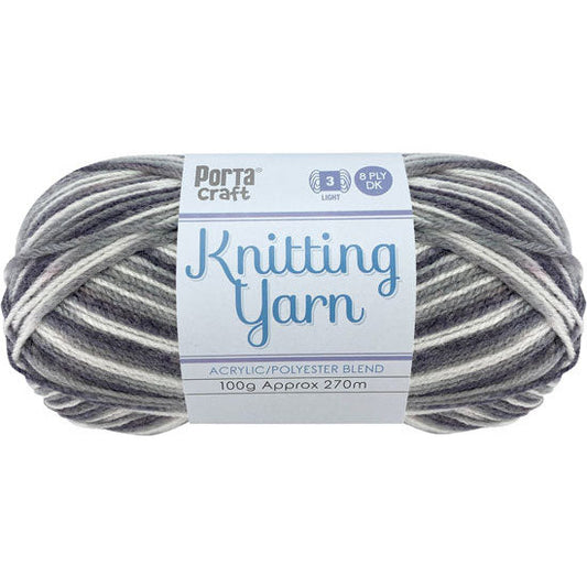 Knitting Yarn 100g 270m 8ply - Multi Storm Cloud