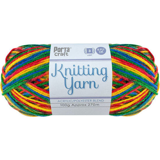 Knitting Yarn 100g 270m 8ply - Multi Primary