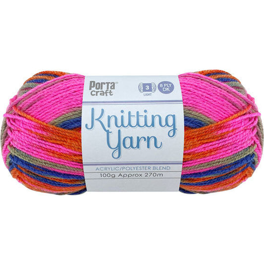 Knitting Yarn 100g 270m 8ply - Multi Barbie