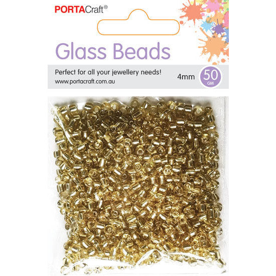 Porta Craft Gold Translucent Glass Beads 4mm 50g Pack