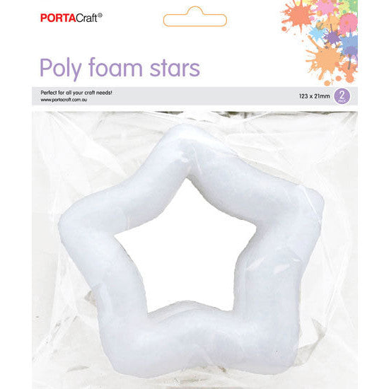 Polystyrene Hollow Star 123x21mm 2pk