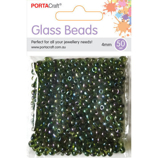 Porta Craft Pickle Translucent Glass Beads 4mm 50g Pack