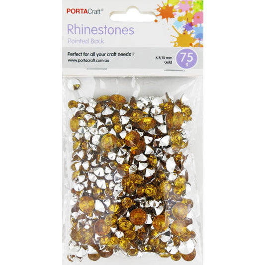 Porta Craft Rhinestones with Pointed Back 6,8,10mm 680pk - Gold