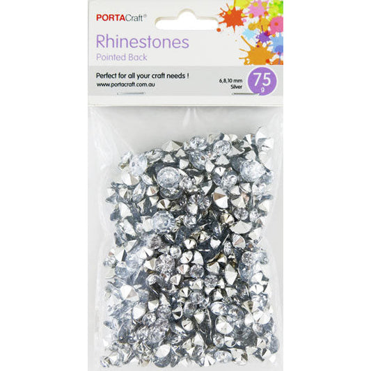 Porta Craft Rhinestones with Pointed Back 6,8,10mm 680pk - Silver