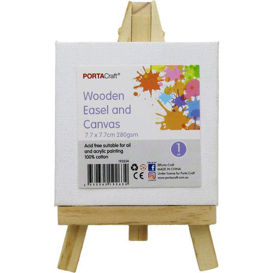 Wooden Easel w Canvas Board 7.7x7.7cm