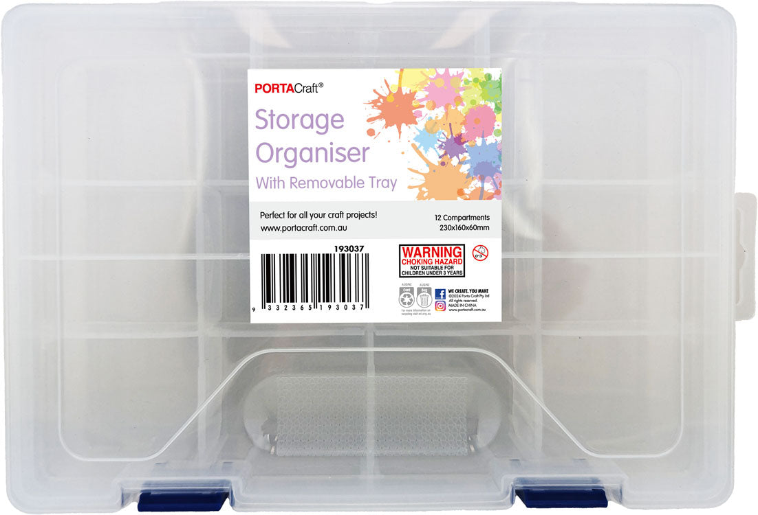 Storage Organiser 12 Compartments with Tray 230x160x60mm