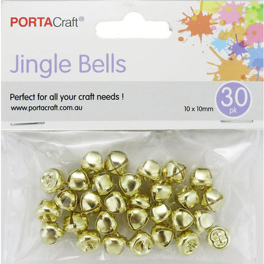 Jingle Bells 10x10mm 30pk Gold