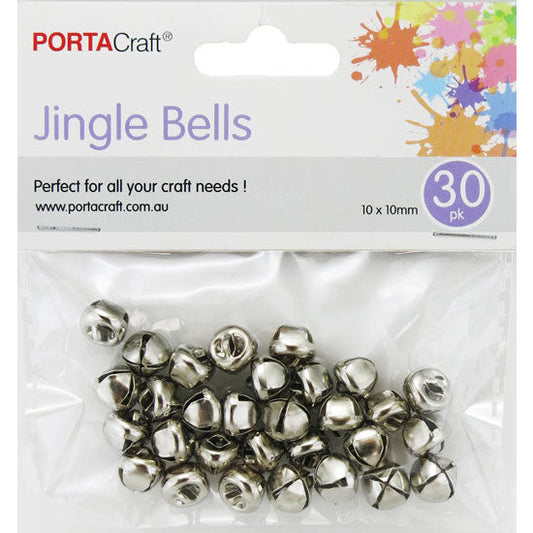 Jingle Bells 10x10mm 30pk Silver