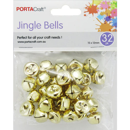 Jingle Bells 15x12mm 32pk Gold
