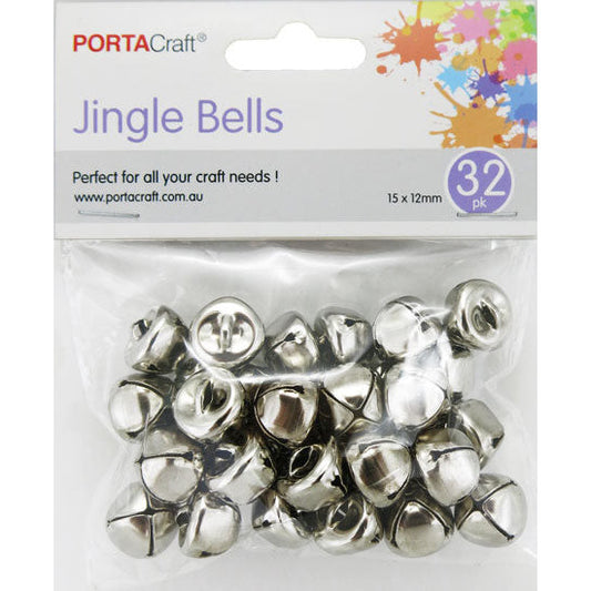Jingle Bells 15x12mm 32pk Silver
