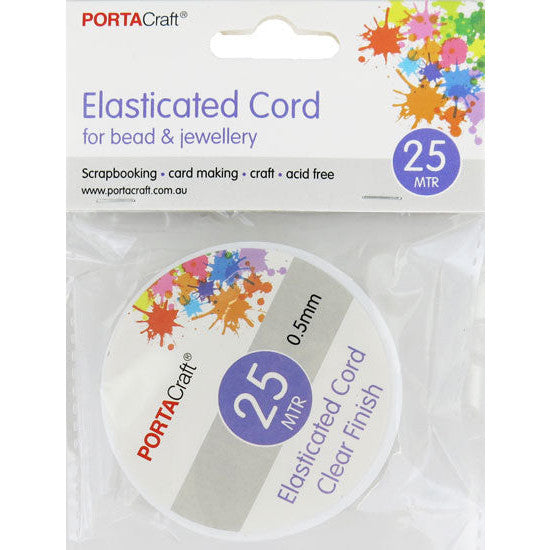 Bead & Jewellery Cord Elastic 0.5mm 25m Clear TPU