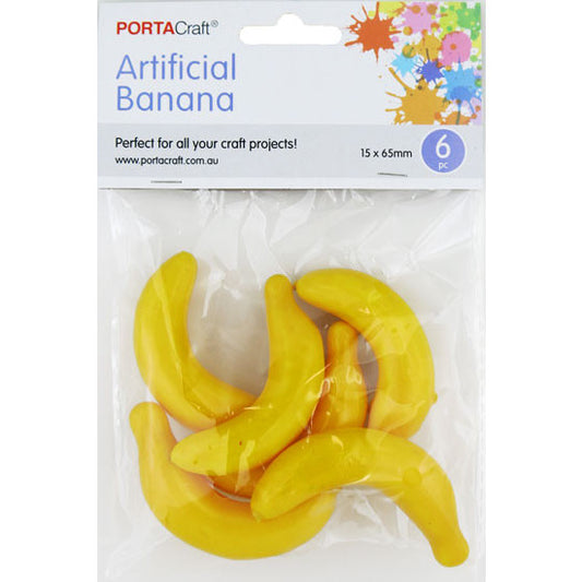 Artificial Fruit Banana 15x65mm 6pc