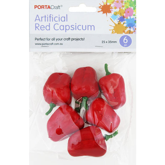 Artificial Fruit Capsicum Red 25x35mm 6pc
