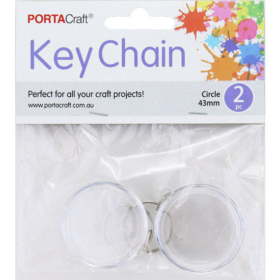 Key Tags Photo Round 43mm 2pk Clear