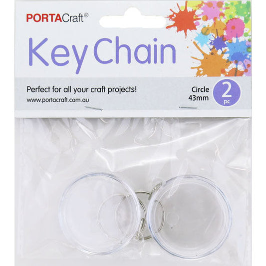 Key Tags Photo Round 43mm 2pk Clear