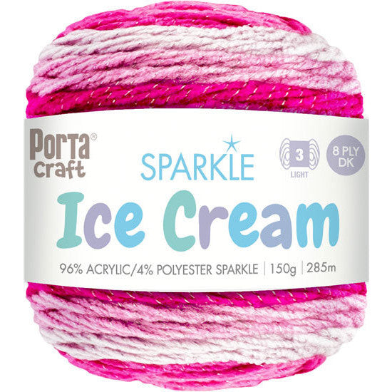 Ice Cream Sparkle Yarn 150g 285m - Pink Panther