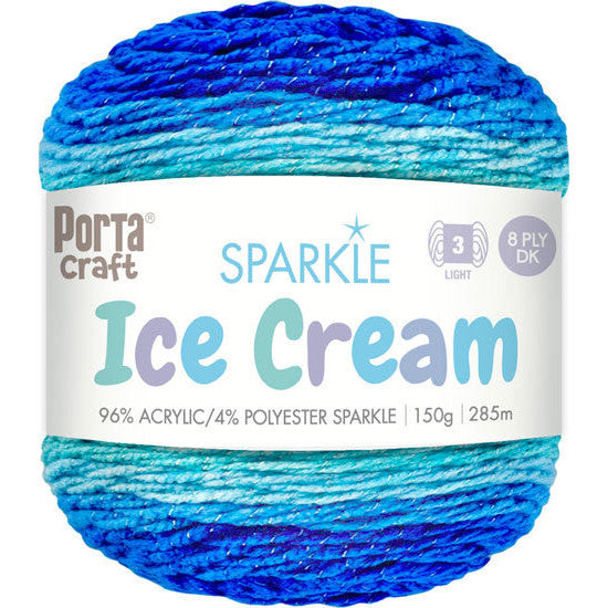 Ice Cream Sparkle Yarn 150g 285m - Smurf