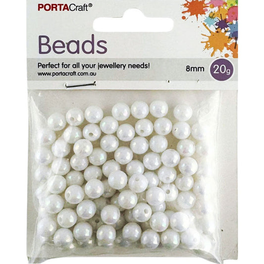 Beads Pearl 8mm 20g Round White