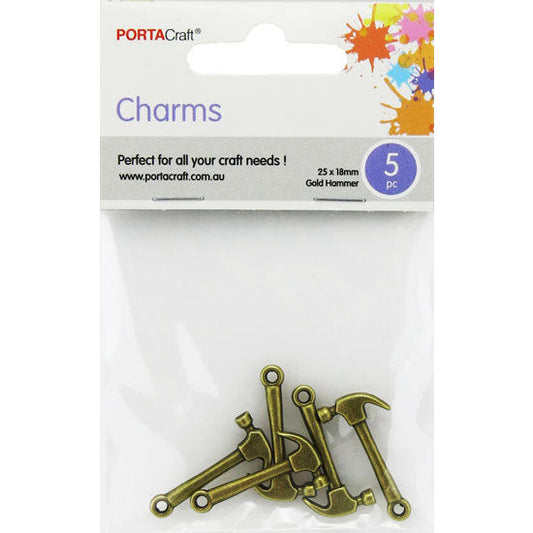Charms Metal 5pc 25x18mm Hammers Antique