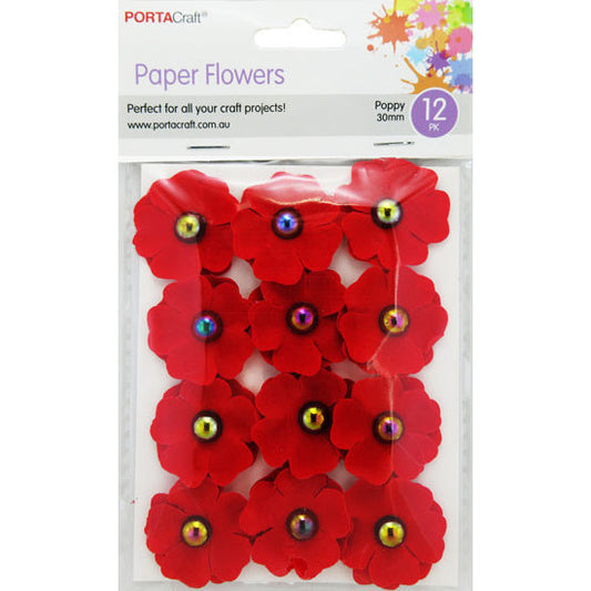 Flowers Poppy 30mm 12pk Velvet