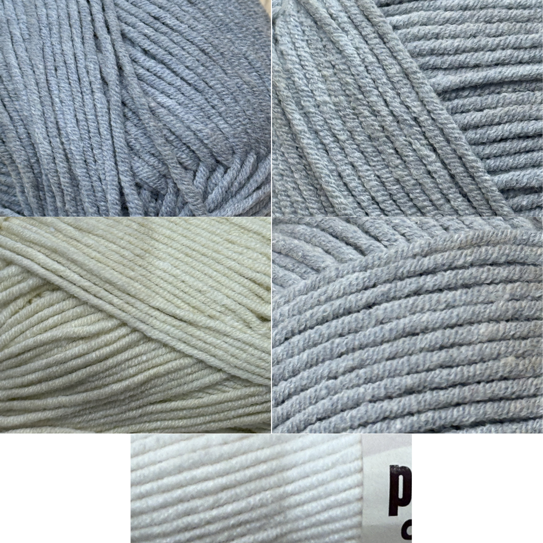 DUSTY Luxe Cotton Blend 100g 220m 8ply Stone 5pk Mixed Bundle
