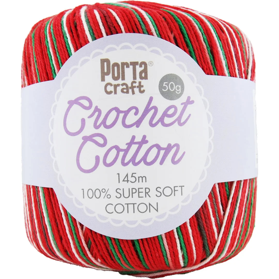 Crochet Cotton 50g 145m 3ply - Multi Christmas