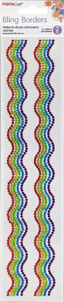 Rhinestone Borders Waves 19mm x 30cm 2pk - Rainbow