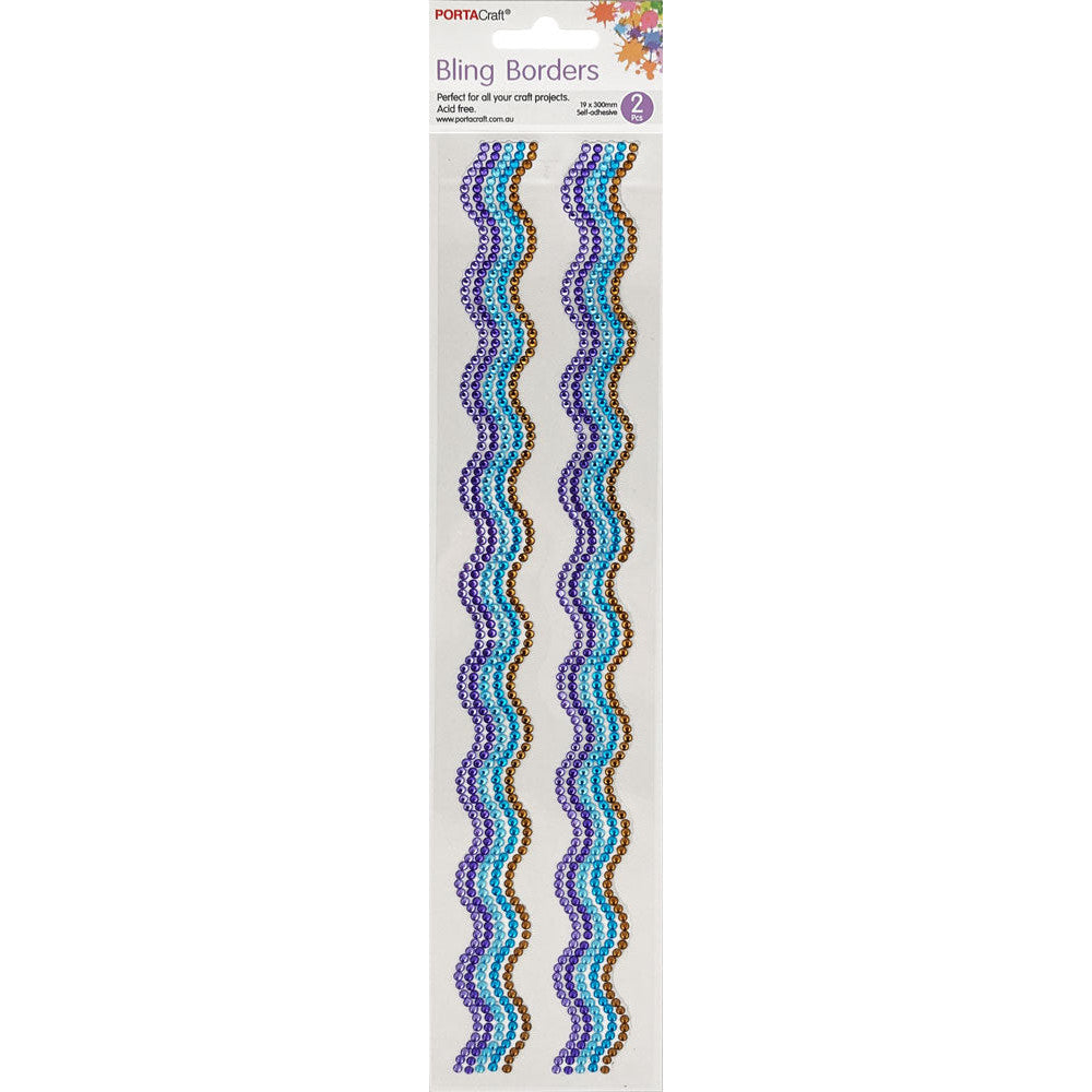 Rhinestone Borders Waves 19mm x 30cm 2pk - Mermaid Pastel