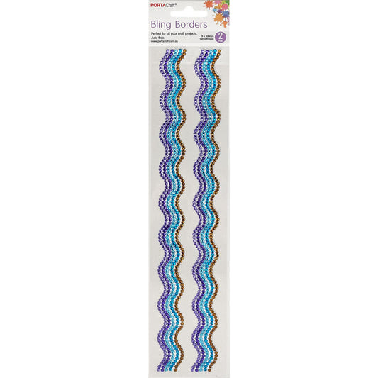 Rhinestone Borders Waves 19mm x 30cm 2pk - Mermaid Pastel