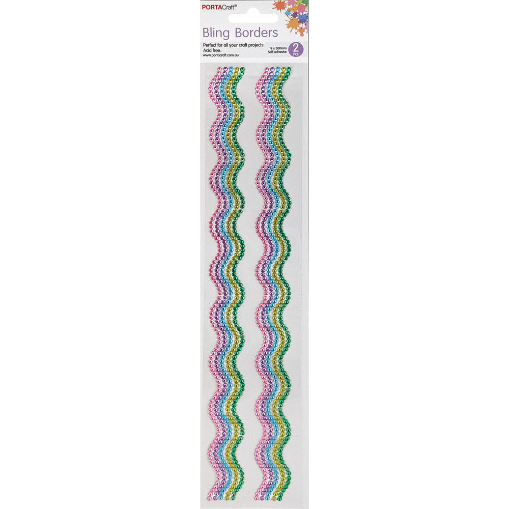 Rhinestone Borders Waves 19mm x 30cm 2pk - Pastels