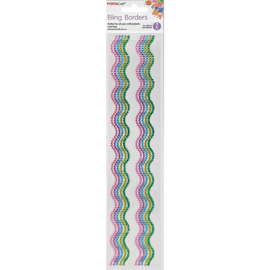 Rhinestone Borders Waves 19mm x 30cm 2pk - Pastels
