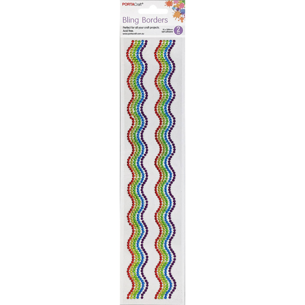 Rhinestone Borders Waves 19mm x 30cm 2pk - Rainbow