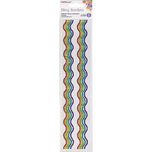 Rhinestone Borders Waves 19mm x 30cm 2pk - Rainbow