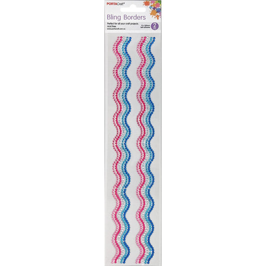 Rhinestone Borders Waves 19mm x 30cm 2pk - Soft Princess