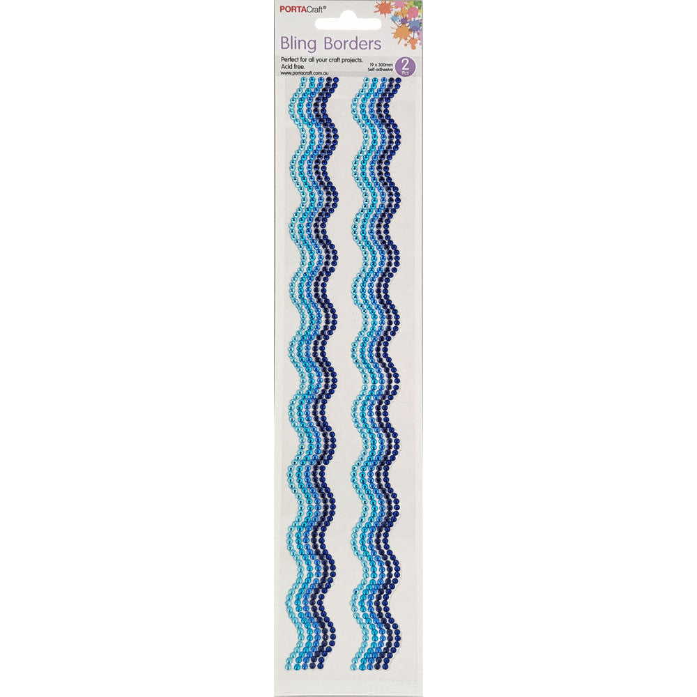Rhinestone Borders Waves 19mm x 30cm 2pk - Blues