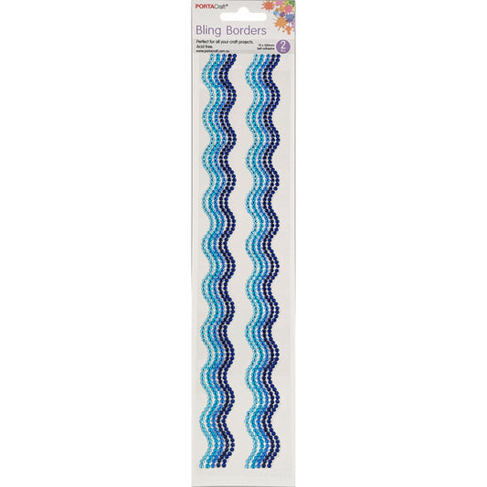 Rhinestone Borders Waves 19mm x 30cm 2pk - Blues