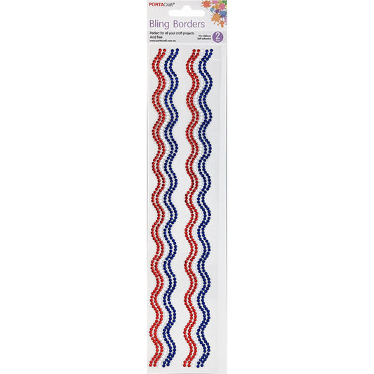 Rhinestone Borders Waves 19mm x 30cm 2pk - Aussie Flag