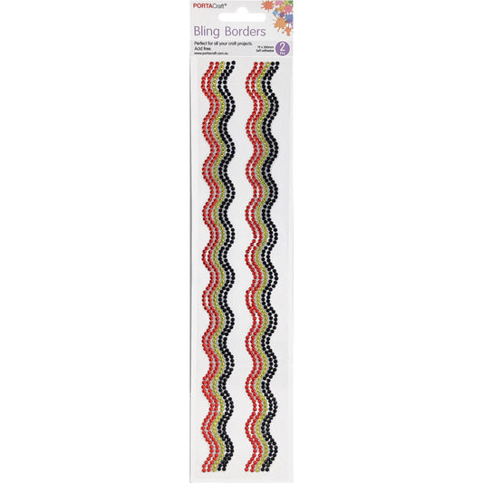 Rhinestone Borders Waves 19mm x 30cm 2pk - Indigenous Mix